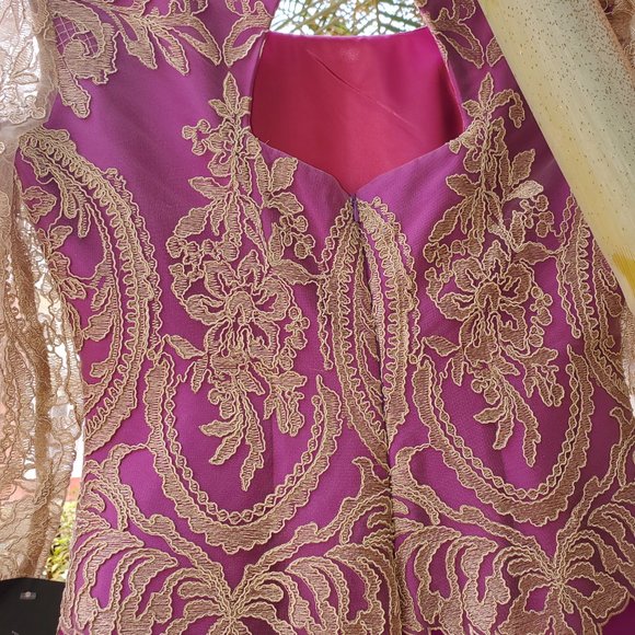 Ana Torres Fuchsia Column Mother of the Bride Taffeta Formal Gown - Picture 10 of 14